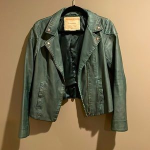 Green vegan leather jacket